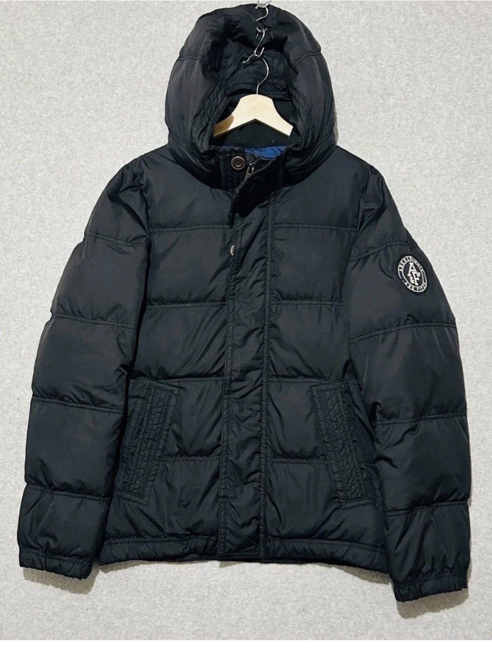Abercrombie & Fitch Black Hooded Puffer Jacket